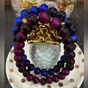 Vibrant Beaded Bracelet Set in Blue and Purple
